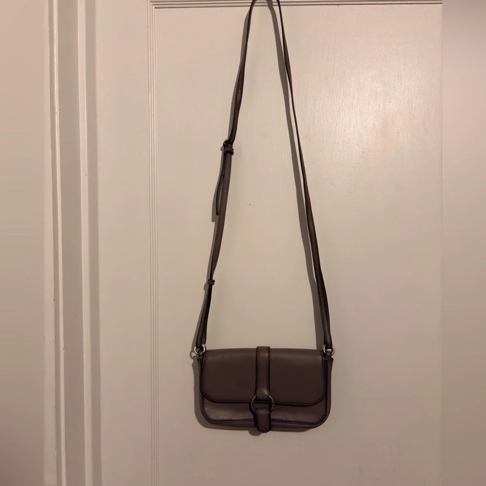 Michael Kors Taupe Leather Crossbody/ saddlebag Bag Silver Hardware‎